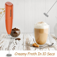 Hand Mixer Milk Frother for Coffee - Dutewo Frother Handheld Foam Maker for Lattes, Electric whisk Drink Mixer Mini Foamer for Cappuccino, Frappe, Matcha, Hot Chocolate, Red 178C