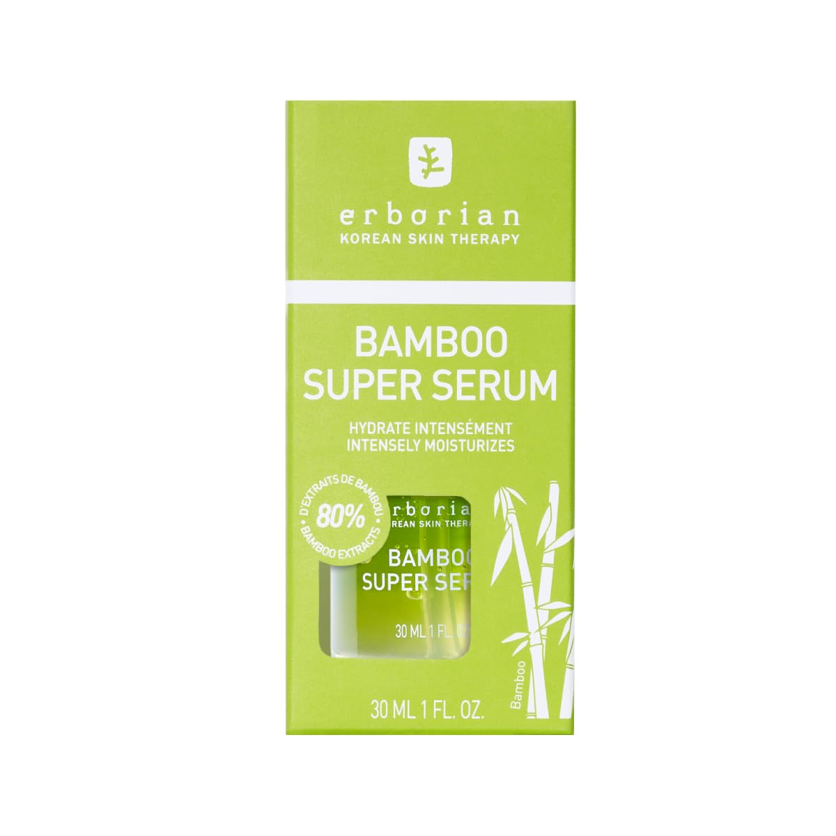 Erborian Bamboo Super Serum - Hydrating Facial Serum with Hyaluronic Acid for Replenished, Moisturized & Radiant Skin- Long-Lasting Intense Hydration - Korean Skincare – 1 fl oz