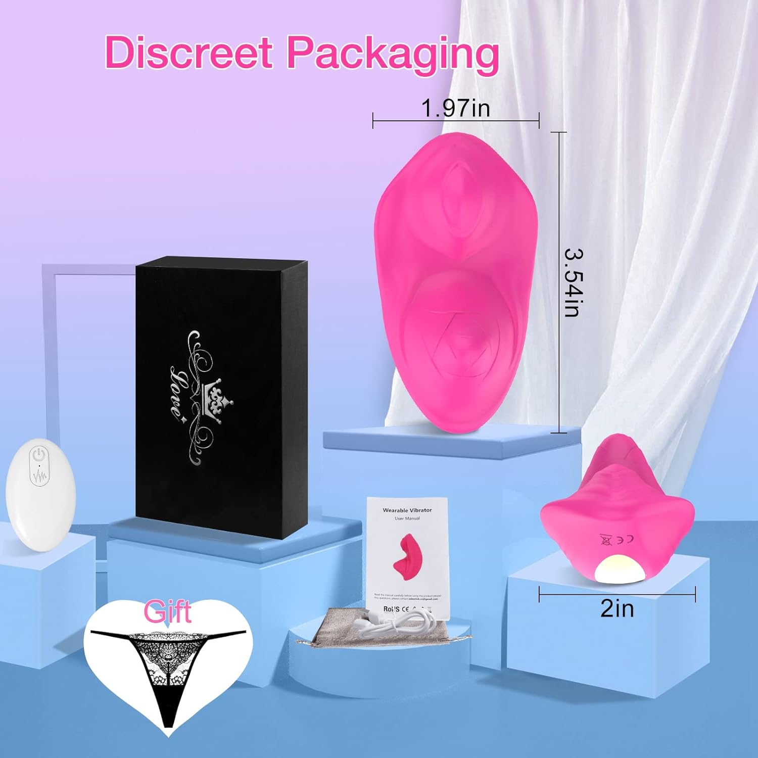 Remote Control Vibrator Wearable Panty Vibrator, Butterfly Vibrator for Panties Dual Stimulator Dual Motor Slip Vibrator Adult Toy (Rose Pink)