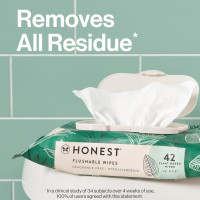 The Honest Company Flushable Wipes for Sensitive Skin | Fragrance Free, Hypoallergenic, 99% Water, Safe to Flush | pH Balanced Feminine Wipes | Tropical Leaves, 42 Count Tropical Leaves 42 Count (Pack of 1)