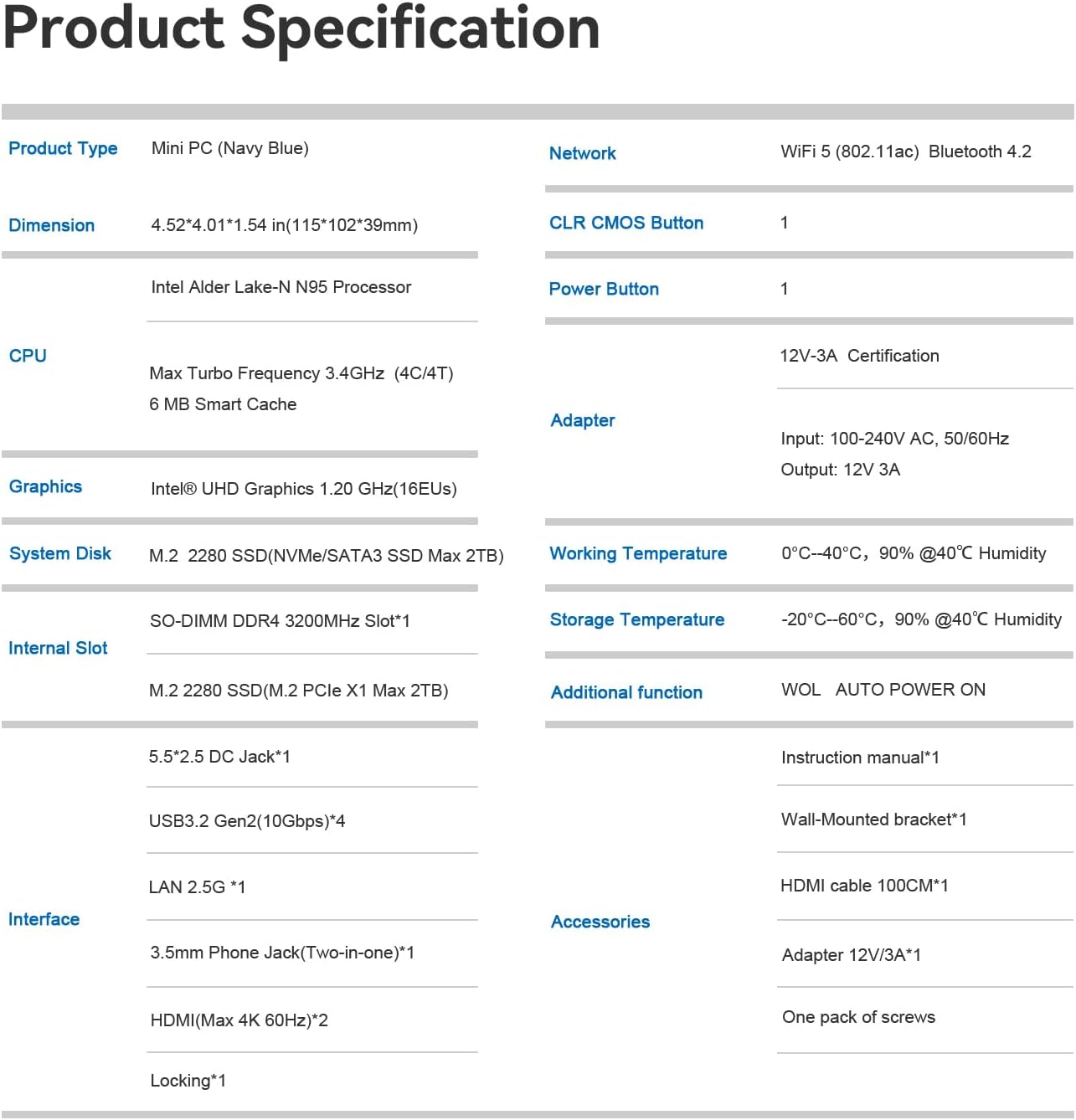Beelink Mini S12 Mini PC, Intel N95 (4C/4T, up to 3.4GHz), 8GB DDR4, 256GB SSD, Desktop Computer Support Dual HDMI 4K@60Hz, WiFi 6, BT5.2, NAS, Low Power N100 16G+500G