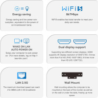 Beelink Mini S12 Mini PC, Intel N95 (4C/4T, up to 3.4GHz), 8GB DDR4, 256GB SSD, Desktop Computer Support Dual HDMI 4K@60Hz, WiFi 6, BT5.2, NAS, Low Power N100 16G+500G