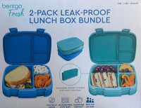 Bentgo Fresh (Blue/Green 2 PACK) - New & Improved Leak-Proof, Versatile 4-Compartment Bento-Style Lunch Box