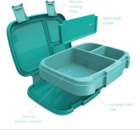 Bentgo Fresh (Blue/Green 2 PACK) - New & Improved Leak-Proof, Versatile 4-Compartment Bento-Style Lunch Box