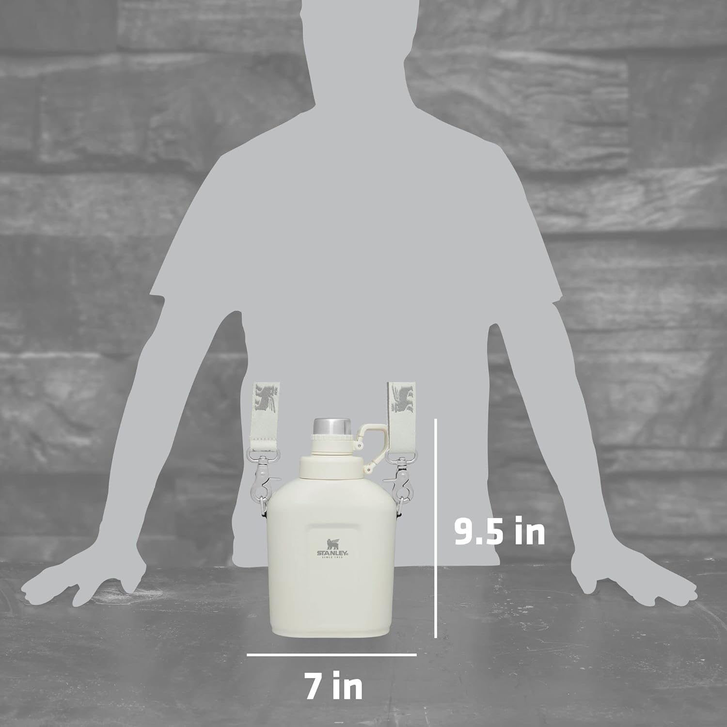 Stanley Legendary Classic Canteen Water Bottle - 1.1 QT - Stainless Steel Canteen with Strap and Leakproof Lid - Dishwasher Safe and BPA-Free, Cream Cream 35.2 Ounces