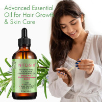 NIFEISHI Rosemary Oil for Hair Growth Organic(4.04 Oz), Rosemary Mint Scalp & Hair Strengthening Oil with Biotin & Essential Oils, Hair Growth Oil for Dry Damaged Hair, Skin Care & Face 2PCM-Rosemary