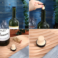 Yookeer T-shaped Stopper Cork Wine Bottle Stoppers Reusable Wine Sealing Plug for Beer Bottles DIY Craft(Black,24 Pieces) Black 24