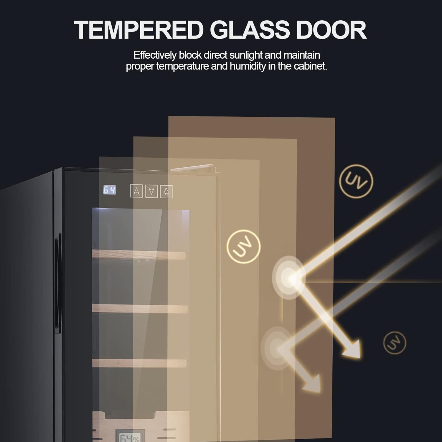 JINJUNYE 26L Cigar Humidors with Cooling and Heating Function, Electirc Cooler Humidor with Spanish Cedar Wood Drawer Shelves, Temperature Control & Hygrometer, Cabinet Humidor, Gift for Men