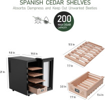 JINJUNYE 26L Cigar Humidors with Cooling and Heating Function, Electirc Cooler Humidor with Spanish Cedar Wood Drawer Shelves, Temperature Control & Hygrometer, Cabinet Humidor, Gift for Men