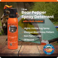 UDAP Pepper Power Bear Spray Self Defense Deterrent with Holster for Camping, Hiking, Fishing, Powerful Blast Pattern, 30 ft Fog Barrier, Safety Orange, SO2, 7.9 oz, 2 Pack