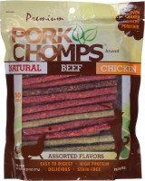 Pork Chomps Dog Chews, 5-inch Munchy Sticks, Assorted Flavors, 50 Count