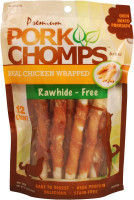 Pork Chomps Baked Pork Skin Dog Chews, 5-inch Mini Twists, Real Chicken Wrap, 12 Count 12 Count (Pack of 1) DAA