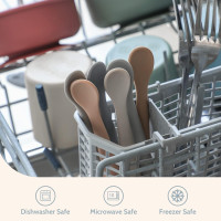 Silicone Baby Feeding Spoons, First Stage Baby Infant Spoons, Soft-Tip Easy on Gums I Training Spoon Self Feeding, Dishwasher & Boil-proof, 6 Pack Shifting Sand