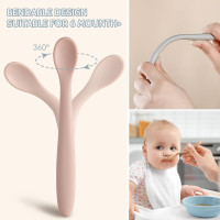 Silicone Baby Feeding Spoons, First Stage Baby Infant Spoons, Soft-Tip Easy on Gums I Training Spoon Self Feeding, Dishwasher & Boil-proof, 6 Pack Shifting Sand