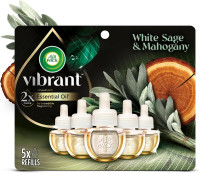 Air Wick Plug in Scented Oil Refill, 5ct, White Sage & Mahogany, Air Freshener, Essential Oils White Sage & Mahogany 0.68 Fl Oz (Pack of 5)