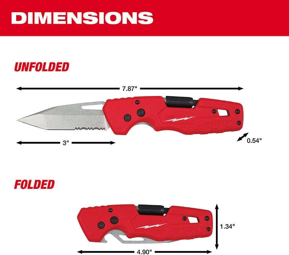 SHISHUVIN For Milwaukee 48-22-1540 FASTBACK 5 in 1 Folding Pocket Knife Length 8.75 in Height 1 in Width 2 in