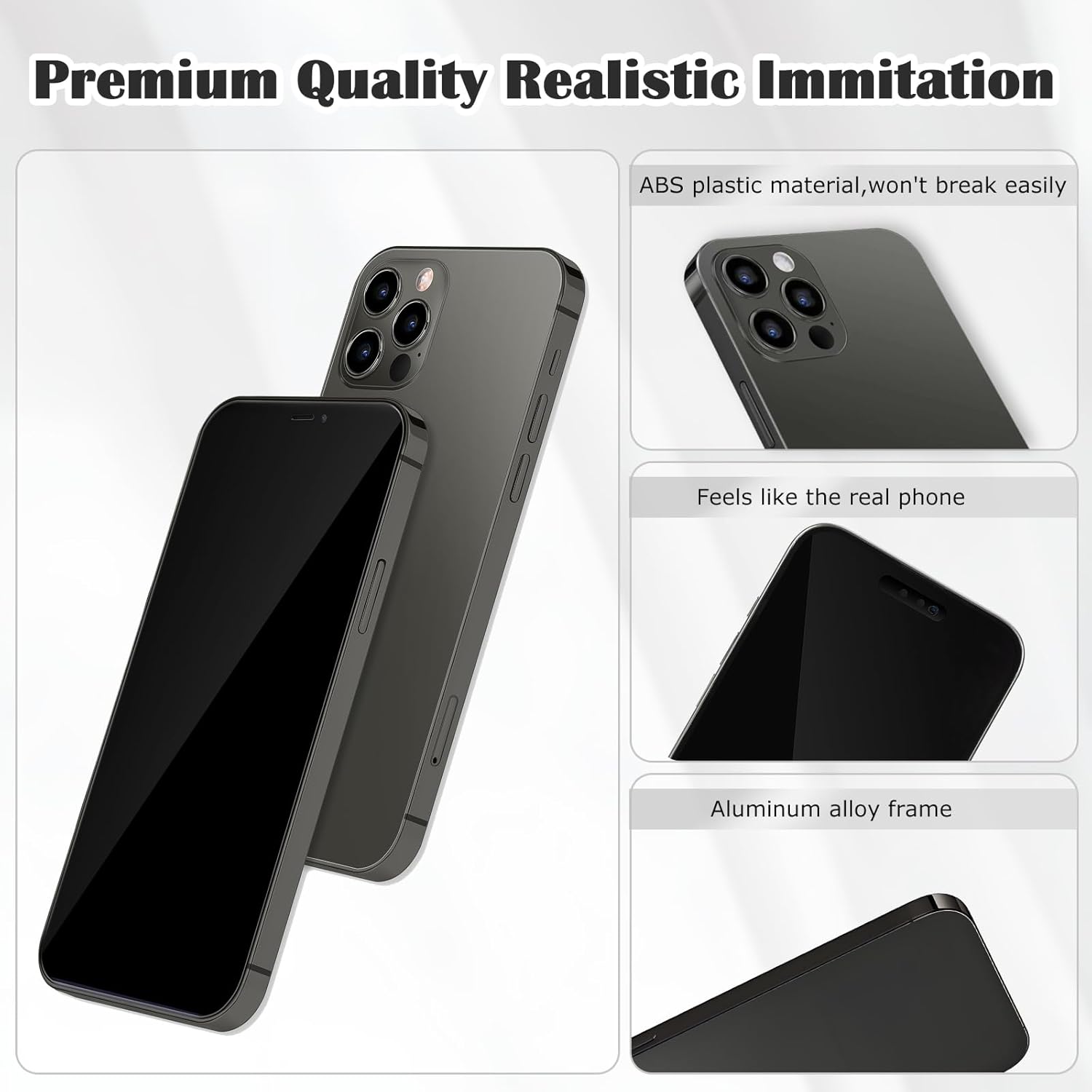 without Logo - Non Working Replica 1:1 Phone Dummy Display Phone Model for Phone 12 Pro / 12 Pro Max Fake Model Toy (Grey Blackscreen, 6.1inches)