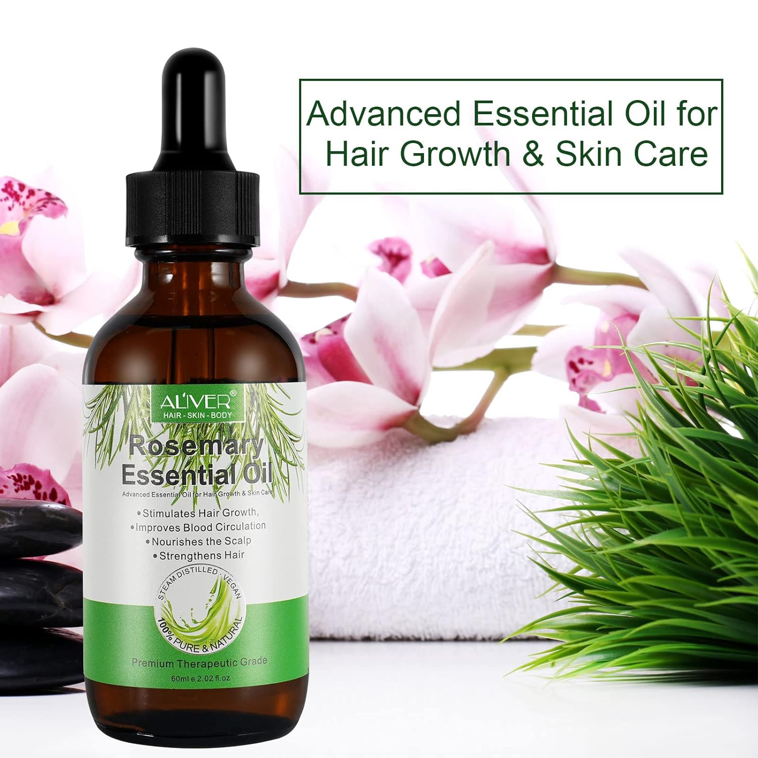 Rosemary Essential Oil, Rosemary Hair Growth Oil for Hair, Nourishes Scalp, Light Weight, Non Greasy, Improves Scalp Circulation, Hair Growth Serum for Men and Women