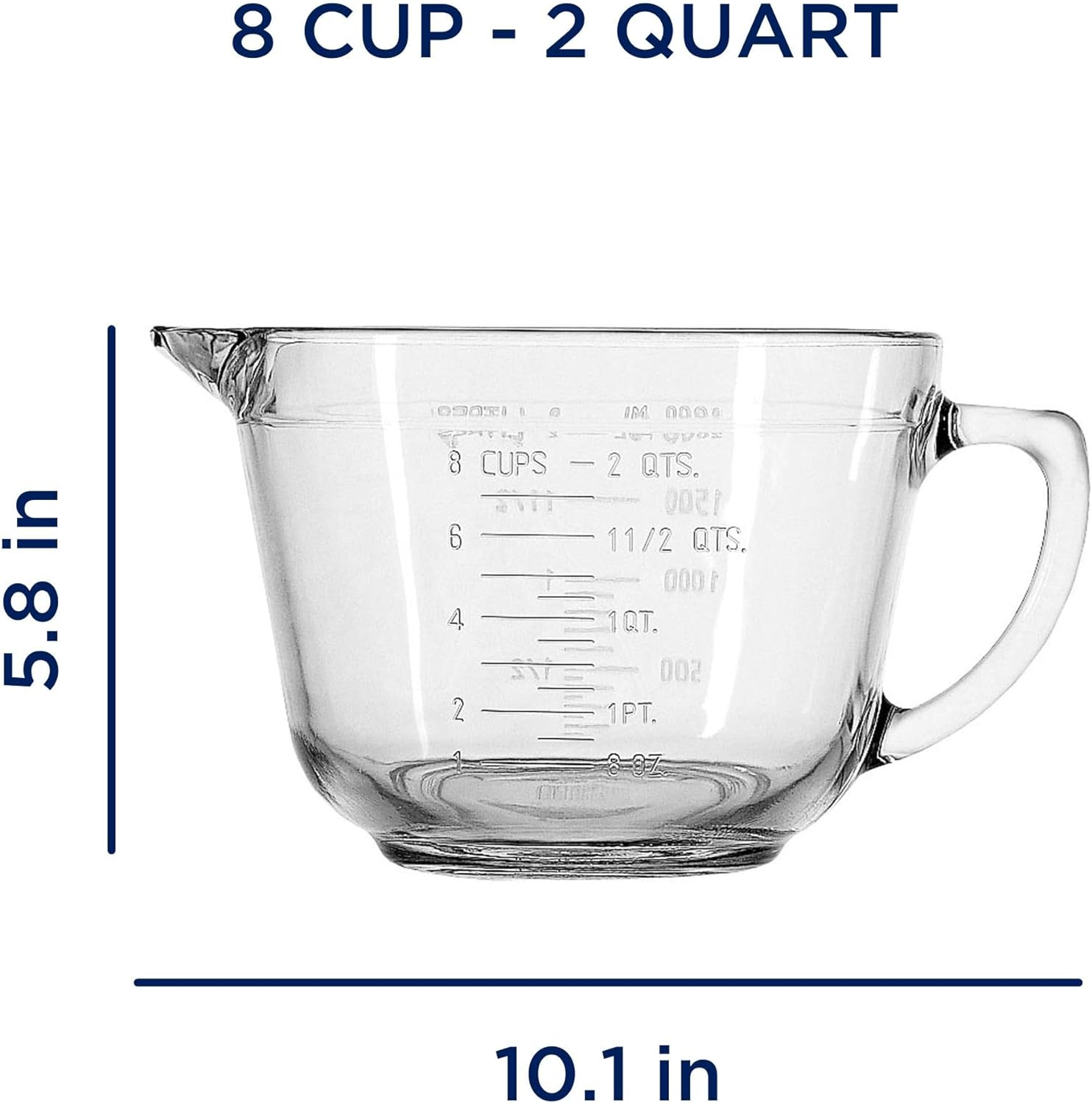 Anchor Hocking Batter Bowl, 2 Quart Glass Mixing Bowl