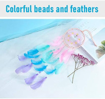 AWLEE Colorful Dream Catchers, Handmade Feather Native American Circular Net for Kids Boys Girls Bedroom Wall Hanging Decoration Decor Nursery Wall Art Ornament Craft