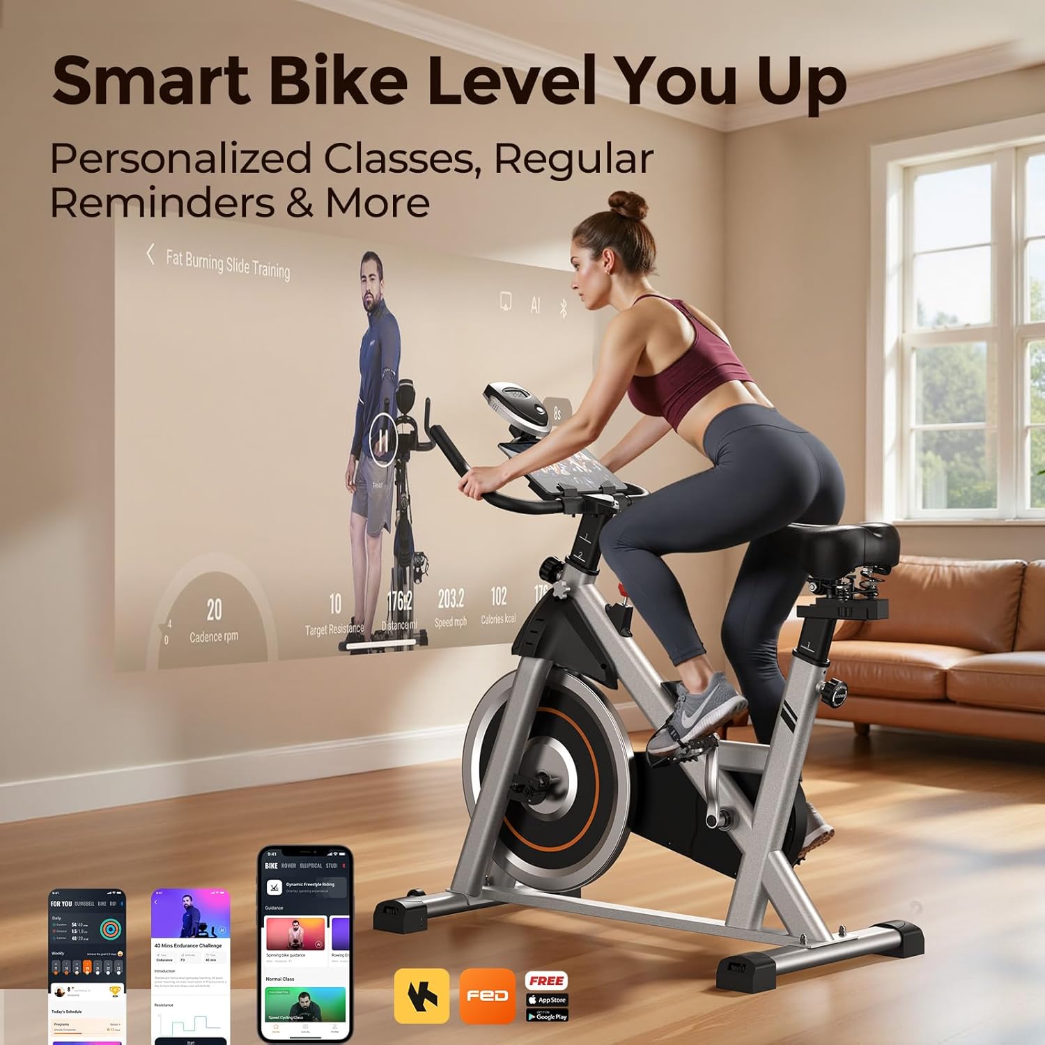 YOSUDA Exercise Bike, Brake Pad Stationary Bike for Home with Exclusive App, Magnetic Indoor Cycling Bike with 300 lb Weight Capacity, Low Noise, Tablet Holder and Fitness Courses for Weight Loss Black Classical Model
