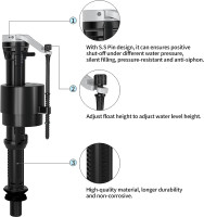 R&T Toilet Fill Valve, Anti Siphon Toilet Tank Replacement Kit, Universal Easy Install Toilet Parts Inside Tank A1320