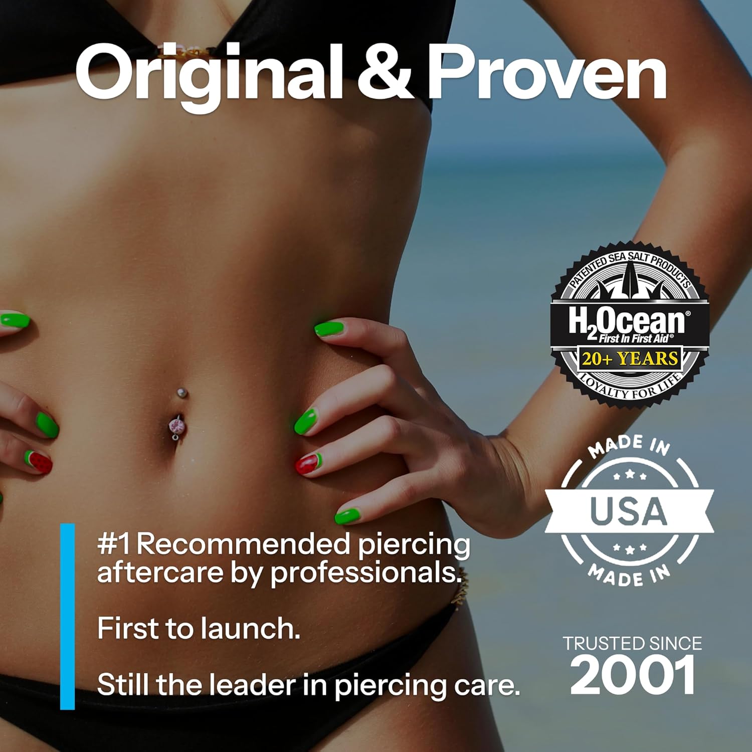 H2Ocean Body Piercing Foam Soap - Organic Sea Salt Aftercare with Aloe Vera, Alcohol-Free, Unscented, Vegan & Gentle Cleansing Tattoo and Piercing Soap for Healing & Moisturizing - 1.7oz 1.7 Fl Oz (Pack of 1)