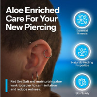 H2Ocean Body Piercing Foam Soap - Organic Sea Salt Aftercare with Aloe Vera, Alcohol-Free, Unscented, Vegan & Gentle Cleansing Tattoo and Piercing Soap for Healing & Moisturizing - 1.7oz 1.7 Fl Oz (Pack of 1)