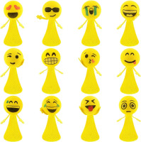 Liberty Imports 24 PCS Jumping Emoji Popper Spring Launchers Toy Bouncy Party Favors Supplies and Goodie Bag Fillers for Kids, Toddlers (Classic)