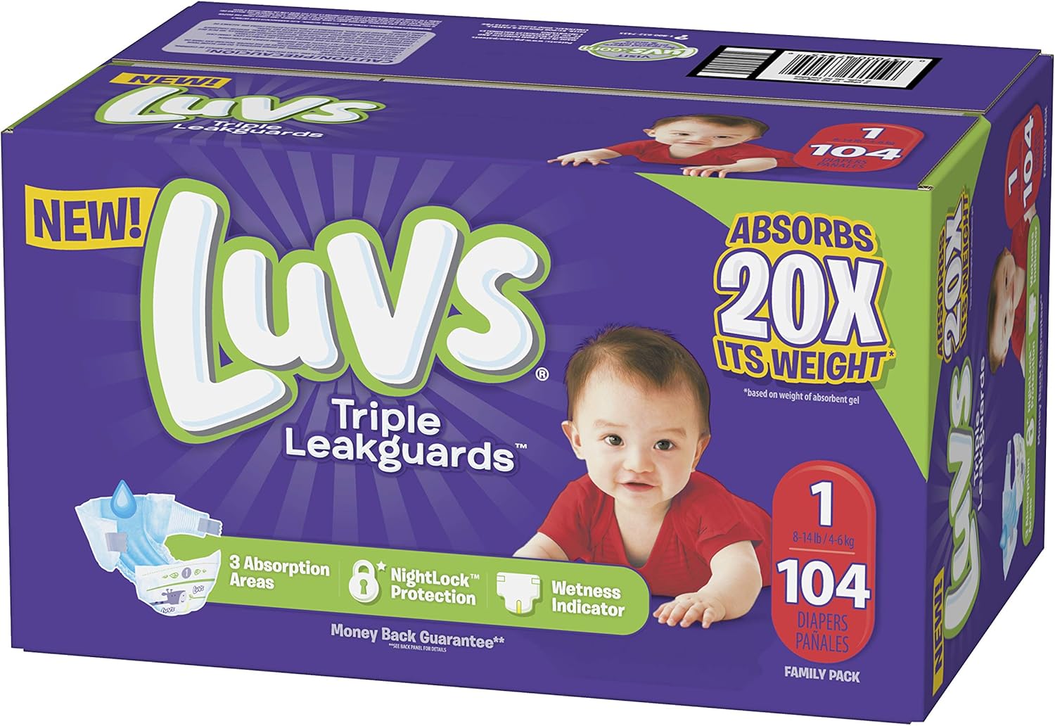 Luvs Luvs Triple leakguards Diapers Size 1 104 Count, 104 Count
