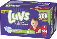 Luvs Luvs Triple leakguards Diapers Size 1 104 Count, 104 Count