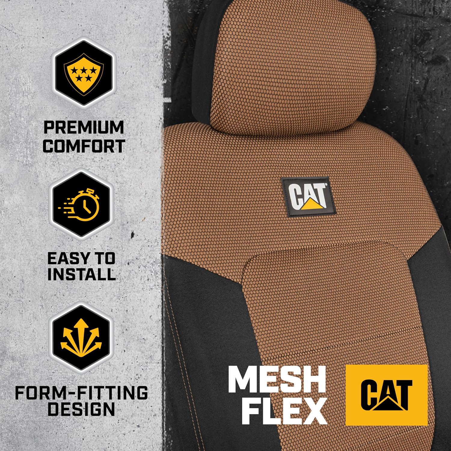Cat® MeshFlex Automotive Seat Covers for Cars Trucks and SUVs (Set of 2) – Beige Car Seat Covers for Front Seats, Truck Seat Protectors with Comfortable Mesh Back, Auto Interior Covers Front Seats Beige Front Seats