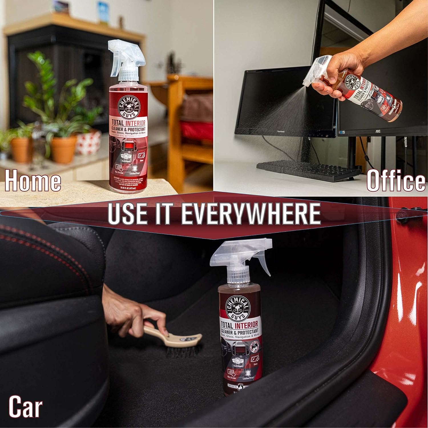 Chemical Guys SPI22516 Total Interior Cleaner & Protectant (Safe on Dash, Leather, Vinyl, Plastics, Trim, Glass, Fabric & More), 16 fl oz (Black Cherry Scent) 16.00 Fl Oz (Pack of 1) Black Cherry 2 Pack