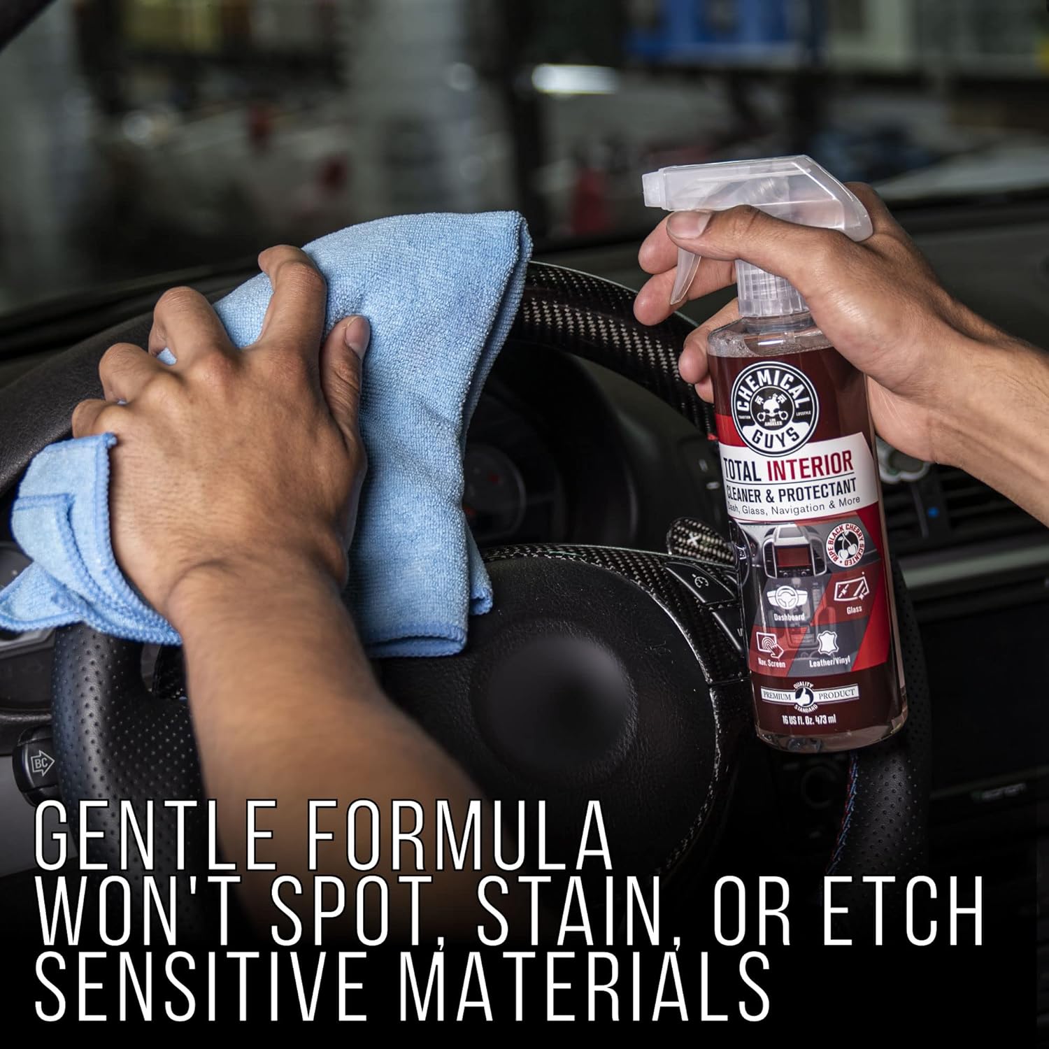 Chemical Guys SPI22516 Total Interior Cleaner & Protectant (Safe on Dash, Leather, Vinyl, Plastics, Trim, Glass, Fabric & More), 16 fl oz (Black Cherry Scent) 16.00 Fl Oz (Pack of 1) Black Cherry 2 Pack