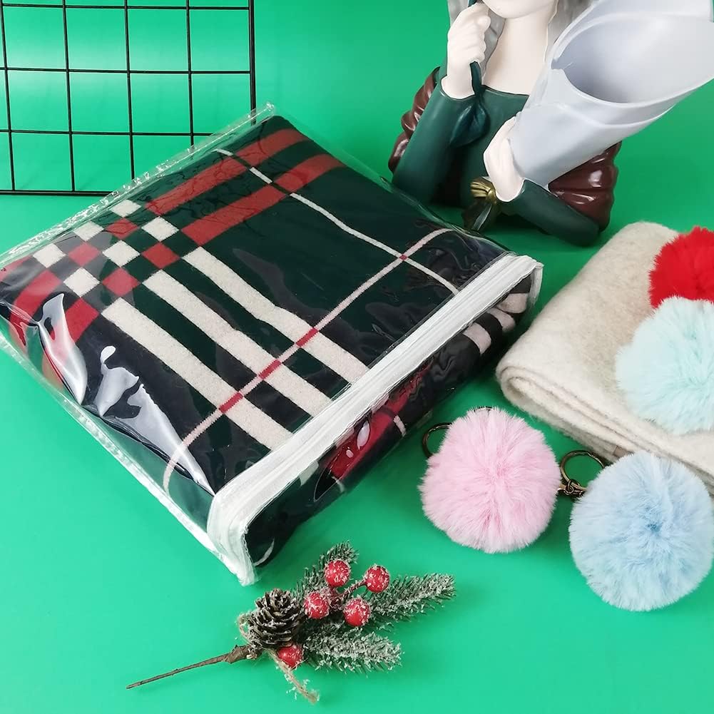 20pcs Clear Vinyl Zippered Storage Bags for Sweater Clothes, Bed Sheet Organizer, 10.5 x 10.5 x 2.4 Inch 10.5*10.5*2.4inches(20Pcs)
