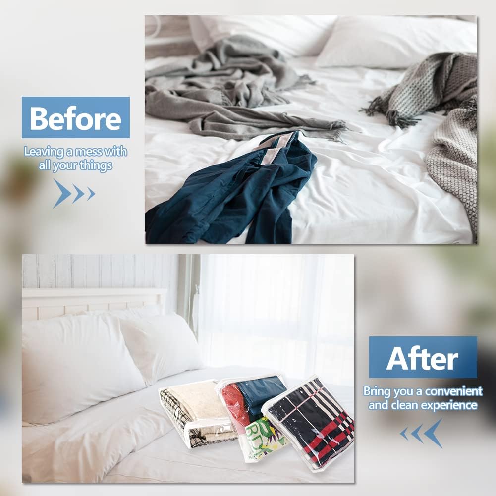 20pcs Clear Vinyl Zippered Storage Bags for Sweater Clothes, Bed Sheet Organizer, 10.5 x 10.5 x 2.4 Inch 10.5*10.5*2.4inches(20Pcs)