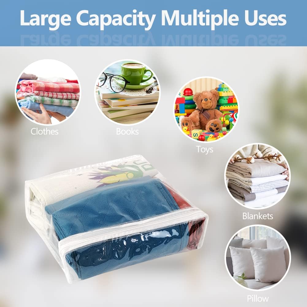 20pcs Clear Vinyl Zippered Storage Bags for Sweater Clothes, Bed Sheet Organizer, 10.5 x 10.5 x 2.4 Inch 10.5*10.5*2.4inches(20Pcs)