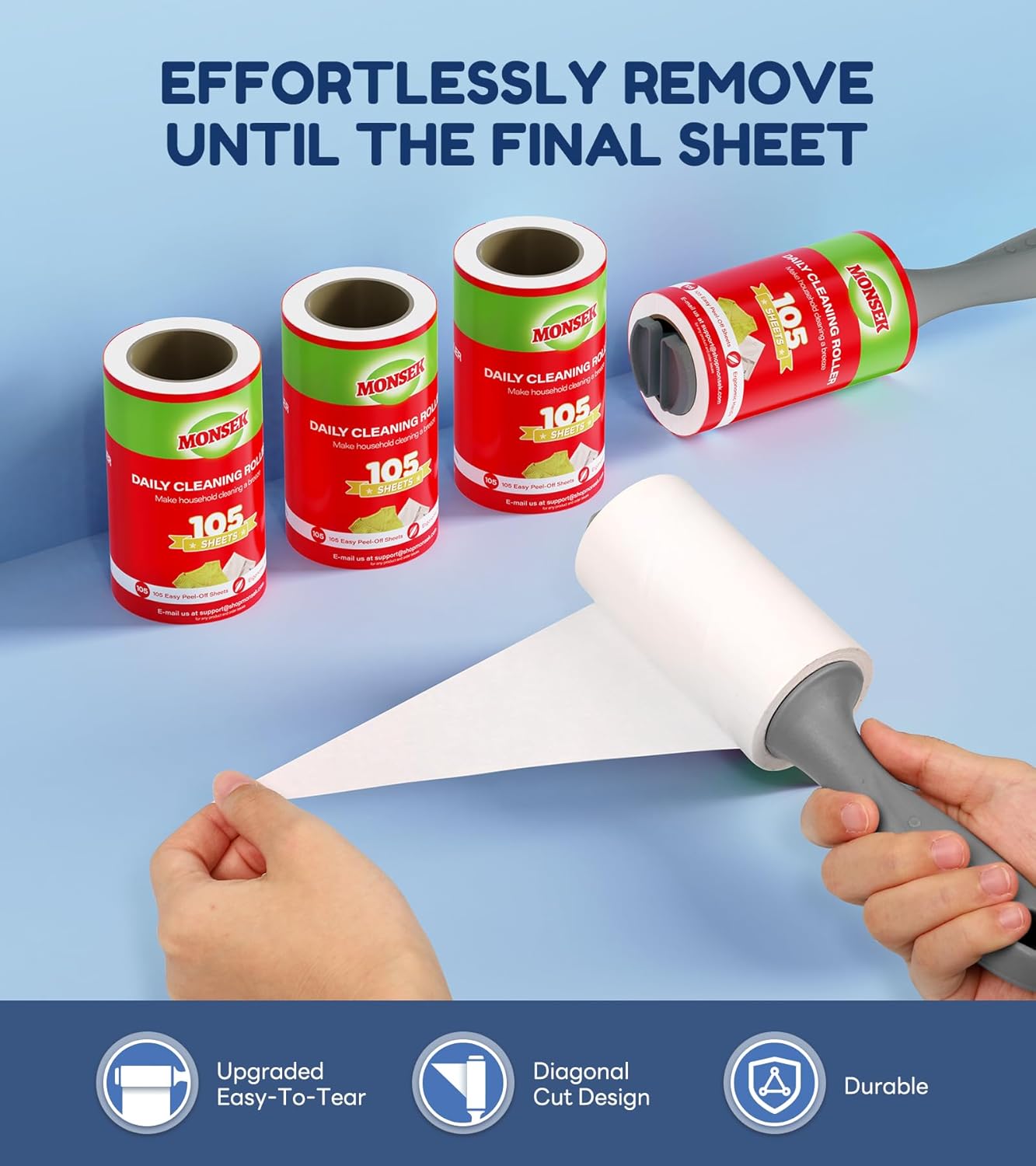 4X Extra Sticky Lint Roller for Pet Hair, Lint Rollers 315 Sheets Mega Value Set, Pet Hair Remover with 3 Upgraded Handle 3 Rollers, Portable Lint Remover for Clothes, Furniture, Dog & Cat Hair 3 Handles + 315 Sheets