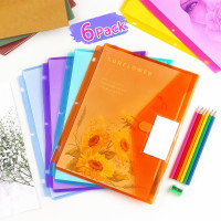 Tamaki 6 Pack Binder Pocket, Plastic Folders with Label, Binder Organizer, Binder Dividers with Pockets, Letter Size, Assorted Colors 6 Pack-multicolor