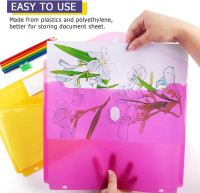 Tamaki 6 Pack Binder Pocket, Plastic Folders with Label, Binder Organizer, Binder Dividers with Pockets, Letter Size, Assorted Colors 6 Pack-multicolor