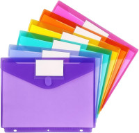 Tamaki 6 Pack Binder Pocket, Plastic Folders with Label, Binder Organizer, Binder Dividers with Pockets, Letter Size, Assorted Colors 6 Pack-multicolor