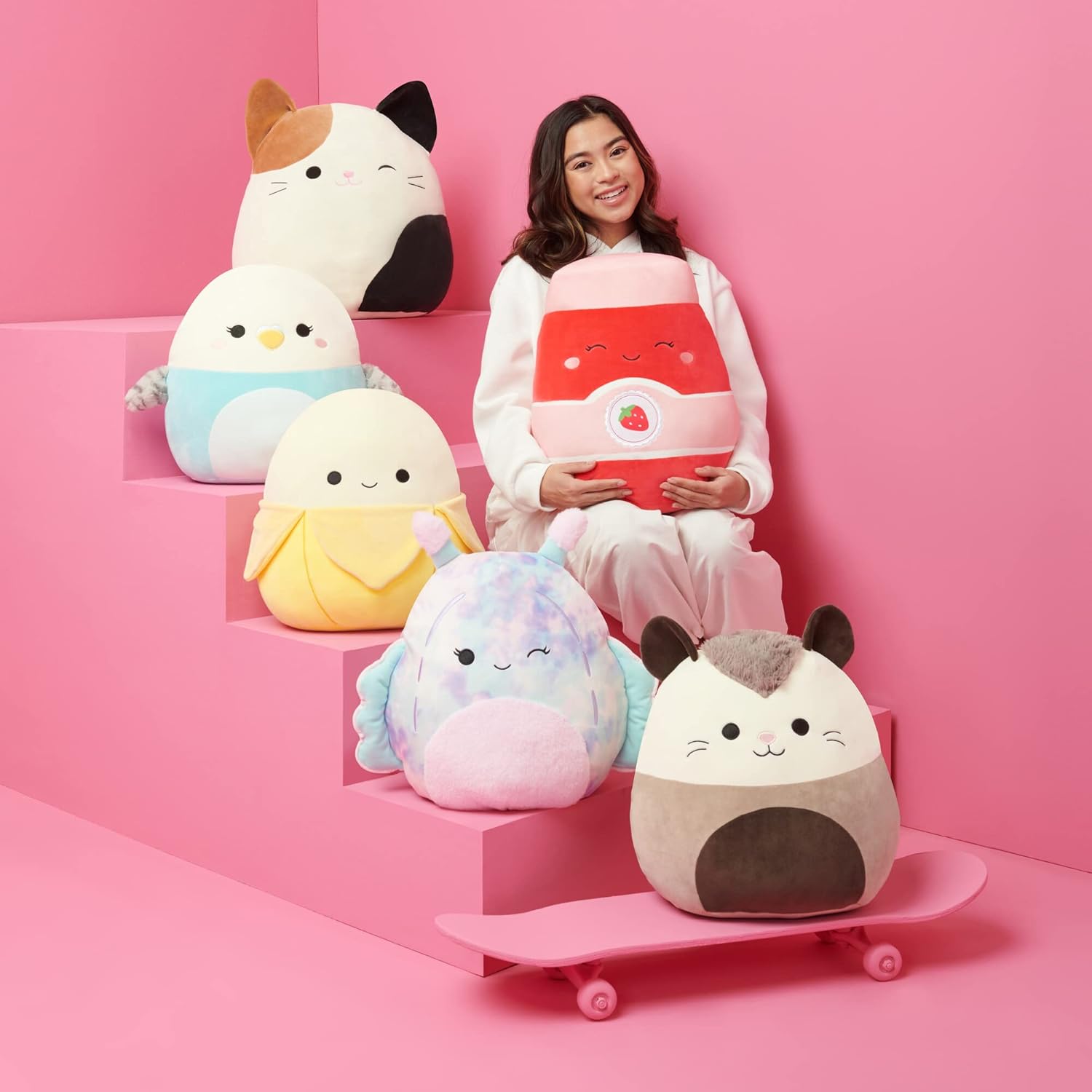 Squishmallows Original 12-Inch TJ Pink Squirrel with Glasses - Medium-Sized Ultrasoft Official Jazwares Plush