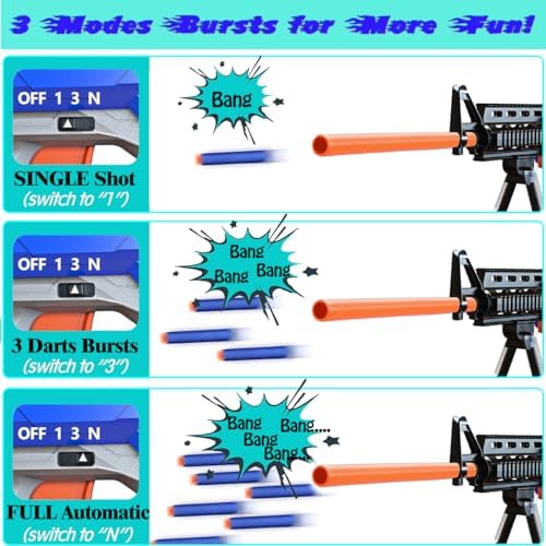 Toy Gun Automatic Sniper Rifle -3 Modes Toy Foam Blasters with Tactical Vest, Bipod, 2 Clips and 150 Darts, Electric Toys for Adults Boys Age 8-12 Gifts for Birthday Xmas