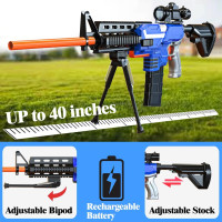 Toy Gun Automatic Sniper Rifle -3 Modes Toy Foam Blasters with Tactical Vest, Bipod, 2 Clips and 150 Darts, Electric Toys for Adults Boys Age 8-12 Gifts for Birthday Xmas Blue