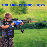 Toy Gun Automatic Sniper Rifle -3 Modes Toy Foam Blasters with Tactical Vest, Bipod, 2 Clips and 150 Darts, Electric Toys for Boys Age 8-12 Gifts for Birthday Xmas Blue