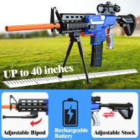 Toy Gun Automatic Sniper Rifle -3 Modes Toy Foam Blasters with Tactical Vest, Bipod, 2 Clips and 150 Darts, Electric Toys for Boys Age 8-12 Gifts for Birthday Xmas Blue