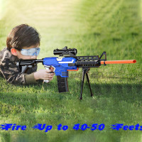 Toy Gun Automatic Sniper Rifle -3 Modes Toy Foam Blasters with Tactical Vest, Bipod, 2 Clips and 150 Darts, Electric Toys for Boys Age 8-12 Gifts for Birthday Xmas Blue