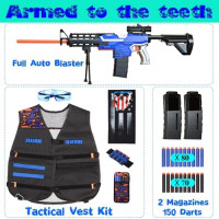 Toy Gun Automatic Sniper Rifle -3 Modes Toy Foam Blasters with Tactical Vest, Bipod, 2 Clips and 150 Darts, Electric Toys for Adults Boys Age 8-12 Gifts for Birthday Xmas