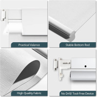 Motorized Blinds No Drill Automatic Blinds for Windows Cordless Roller Shades Electric Blinds with Remote Control Smart Blinds (White, 27 x 72) White 27