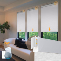Motorized Blinds No Drill Automatic Blinds for Windows Cordless Roller Shades Electric Blinds with Remote Control Smart Blinds (White, 27 x 72) White 27